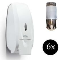 Kit 6 Saboneteira dispenser álcool gel porta sabonete líquido reservatório Velox Premisse banheiro