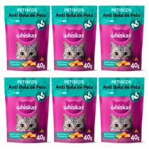 Kit 6 Sachês Petiscos Para Gato Whiskas Anti Bola De Pelo