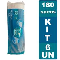 Kit 6 Saco de Lixo Extra Resistente 30L 59x62cm 180UN