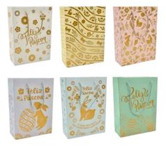 Kit 6 Sacolas Com Alça Páscoa Presente Lembrança Relevo Eco