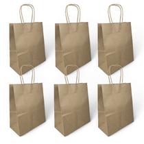 Kit 6 Sacolas Kraft Papel Grande 27x22x11cm Lembrancinha