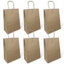 Kit 6 Sacolas Kraft Papel Média 22x16x8cm Lembrancinha