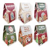 Kit 6 Sacolas Natalina Caixa Natal Estampa Papai Noel Casa Kit 6 Sacolas Natalina Caixa Natal Estampa Papai Noel Casa