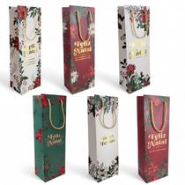 Kit 6 Sacolas Para Vinho Reforçada Estampadas Sortidas 36cm