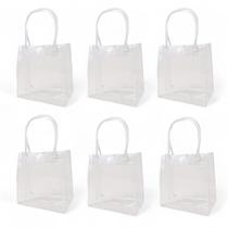 Kit 6 Sacolas Transparente C/ Alça Bolsa Lembrancinha 12cm Kit 6 Sacolas Transparente C/ Alça Bolsa Lembrancinha 12cm