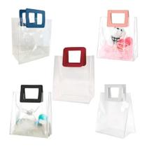 Kit 6 Sacolas Transparentes Com Alça Bolsa Plástico Reutilize Presente Lembrancinha Resistente