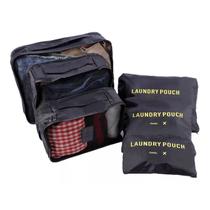 Kit 6 Sacos Bolsas Organizador Mala Roupas Bagagem Viagem Preto