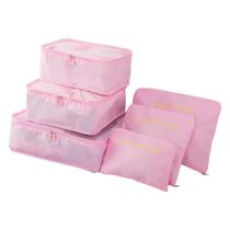 Kit 6 Sacos Bolsas Organizador Mala Roupas Bagagem Viagem Rosa Claro 2