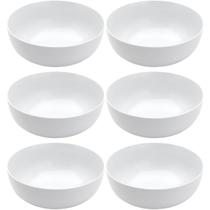 Kit 6 Saladeiras de Melamina Brancas 25cm Tigela 3,5L Cumbuca Grande Restaurante Kit 6 Saladeiras de Melamina Brancas 25cm Tigela 3,5L Cumbuca Grande Restaurante
