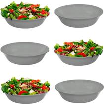 Kit 6 Saladeiras Tigela Melamina 25cm Grande Cinza Fruteira Kit 6 Saladeiras Tigela Melamina 25cm Grande Cinza Fruteira