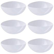 Kit 6 Saladeiras Triangulares 2,5L Tigela de Plástico Branca Essential Coza Bacia Pipoca