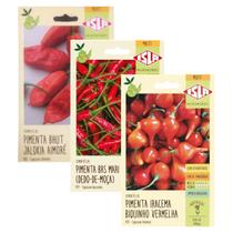 Kit 6 Semente Multi - 2 Pimenta Iracema + 2 Pimenta BRS Mari + 2 Pimenta Bhut Jalokia - Isla