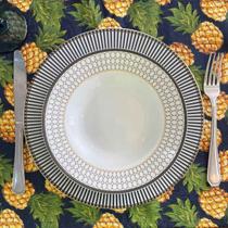 Kit 6 Serviços Americanos Jacquard Abacaxi fundo Azul - 35x45cm