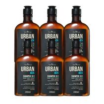 Kit 6 Shampoo 3 em 1 Barba Cabelo Bigode Masculino 240ml Urban Men Farmaervas Kit 6 Shampoo 3 em 1 Barba Cabelo Bigode Masculino 240ml Urban Men Farmaervas