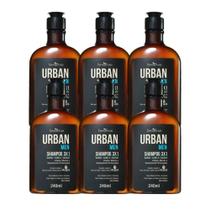 Kit 6 Shampoo 3 Em 1 Barba Cabelo Bigode Masculino 240ml Urban Men Farmaervas Kit 6 Shampoo 3 Em 1 Barba Cabelo Bigode Masculino 240ml Urban Men Farmaervas