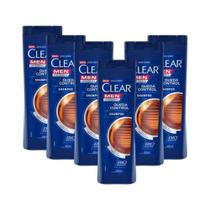 Kit 6 Shampoo Anticaspa Clear Men Queda Control 400ml