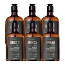 Kit 6 Shampoo para Cabelo Oleoso Antioleosidade Masculino 240ml Urban Men Farmaervas