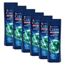 Kit 6 Shampoos Clear Men Anticaspa Limpeza Diária 2 Em 1 400ml