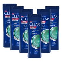 Kit 6 Shampoos Clear Men Anticaspa Limpeza Diária 2 Em 1 400ml