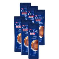 Kit 6 Shampoos Clear Men Anticaspa Queda Control 400ml