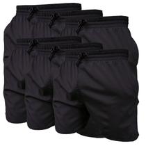 Kit 6 Short Preto de Elastano Dry fit Bermuda de Praia Piscina e Academia
