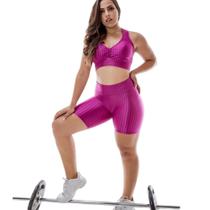 Kit 6 Short treinamento pedal 3D fitness cintura alta legging