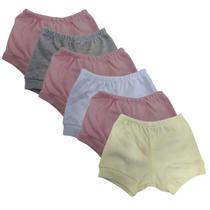 Kit 6 Shorts Bebê Tapa Fralda Top Chot Suedine Canelado