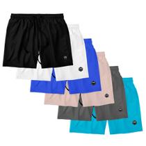 Kit 6 Shorts Masculino Básico Liso Bermuda Praia Mauricinho Tactel