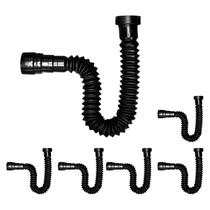 Kit 6 Sifão Sanfonado Flex Preto Black Pia Banheiro Cozinha