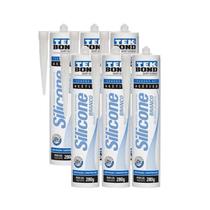 Kit 6 Silicone Adesivo Acético Multiuso Branco 280G