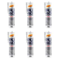 Kit 6 Silicone Selante PU 40 Cinza 400g - Mundial Prime