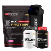 Kit 6 Six Protein 2Kg + Power Creatina 100g + Power Glutamina 100g + Coqueteleira - Bodybuilders