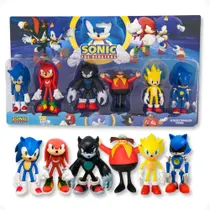 Kit 6 Sonic Collection Bonecos Coleção Brinquedo Articulado