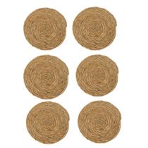 Kit 6 Sousplat Americano Redondo Palha Natural/ Rattan 38cm