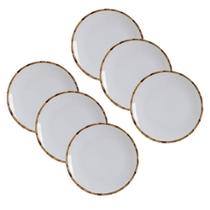 Kit 6 Sousplat Branco Borda de Bambu 34cm Scalla 1ª Linha Kit 6 Sousplat Branco Borda de Bambu 34cm Scalla 1ª Linha