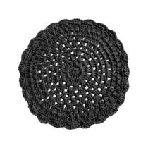 Kit 6 Sousplat Crochê Redondo Barbante Para Mesa De Jantar Preto