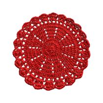 Kit 6 Sousplat Crochê Redondo Barbante Para Mesa De Jantar Vermelho