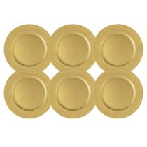 Kit 6 Sousplat De Chá Dourado 25Cm Diâmetro Rafimex