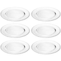 Kit 6 Sousplat de Cristal Wolff 32cm Lugar Americano Redondo Mesa Posta Eventos