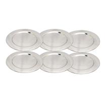 Kit 6 Sousplat em Inox Redondo Liso para Jantar Decoração Mesa Posta Elegante
