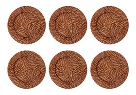Kit 6 Sousplat Redondo Mundiart Rattan Bambu Cores Variadas