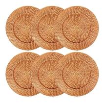 Kit 6 Sousplat Redondo Mundiart Rattan Bambu Cores Variadas