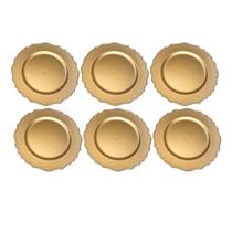 Kit 6 Sousplat Trançado Dourado Redondo 33cm