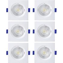 Kit 6 Spot De Led Embutir Slim Mr11 Quadrado 3w Bivolt 3000k Quente