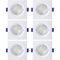 Kit 6 Spot De Led Embutir Slim Mr16 Quadrado 6W Bivolt 3000K