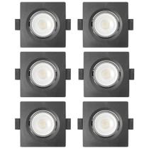 Kit 6 Spot De Led Embutir Slim Mr16 Quadrado 6w Preto Bivolt 6500k Frio Kit 6 Spot De Led Embutir Slim Mr16 Quadrado 6w Preto Bivolt 6500k Frio