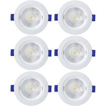 Kit 6 Spot De Led Embutir Slim Mr16 Redondo 6w Bivolt 3000k Quente Kit 6 Spot De Led Embutir Slim Mr16 Redondo 6w Bivolt 3000k Quente