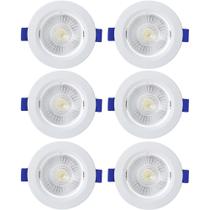 Kit 6 Spot de Led Embutir Slim MR16 Redondo 6W Bivolt