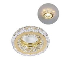 Kit 6 Spot Embutir Dourado Cristal K9 Inox Redondo Mr16