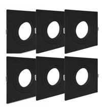 Kit 6 Spot Embutir Quadrado Recuado Preto Lâmpada Mr16 Gu10